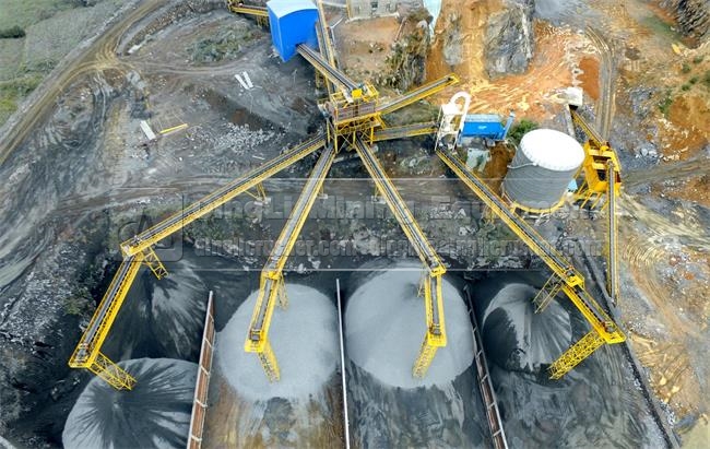 Aerial photography of stone crusher plant